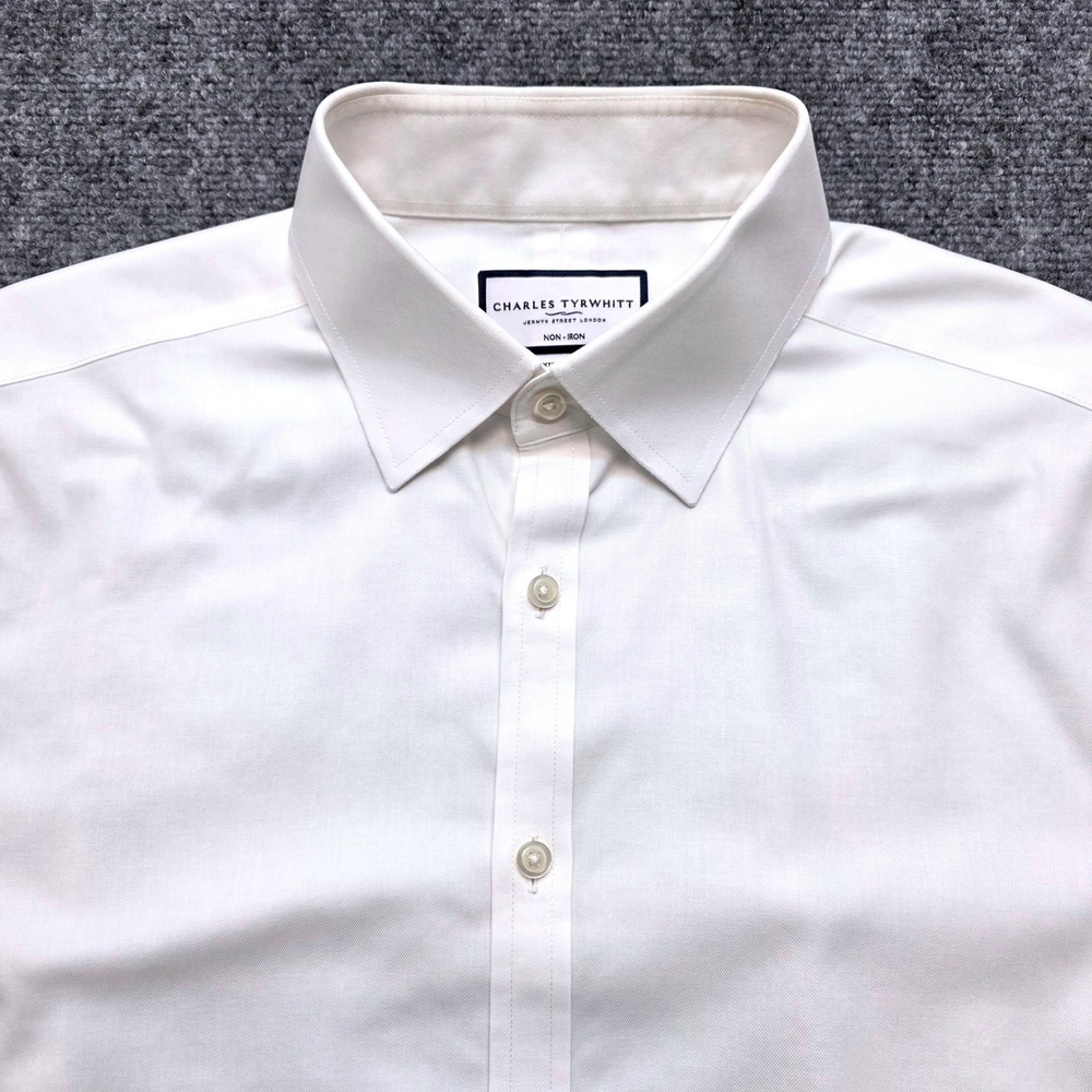 Charles Tyrwhitt Men's Dress Shirt 16 34 Extra Slim Fit White Non-Iron 41 86cm - Picture 7 of 15